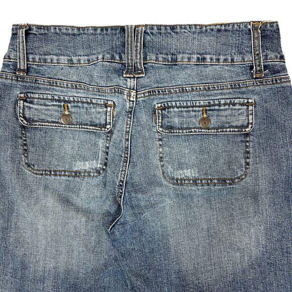 Y2K Grunge Bermuda Jean Shorts Sz 14 Stretch Denim Retro 90s Skater Wide Waist - Picture 10 of 13